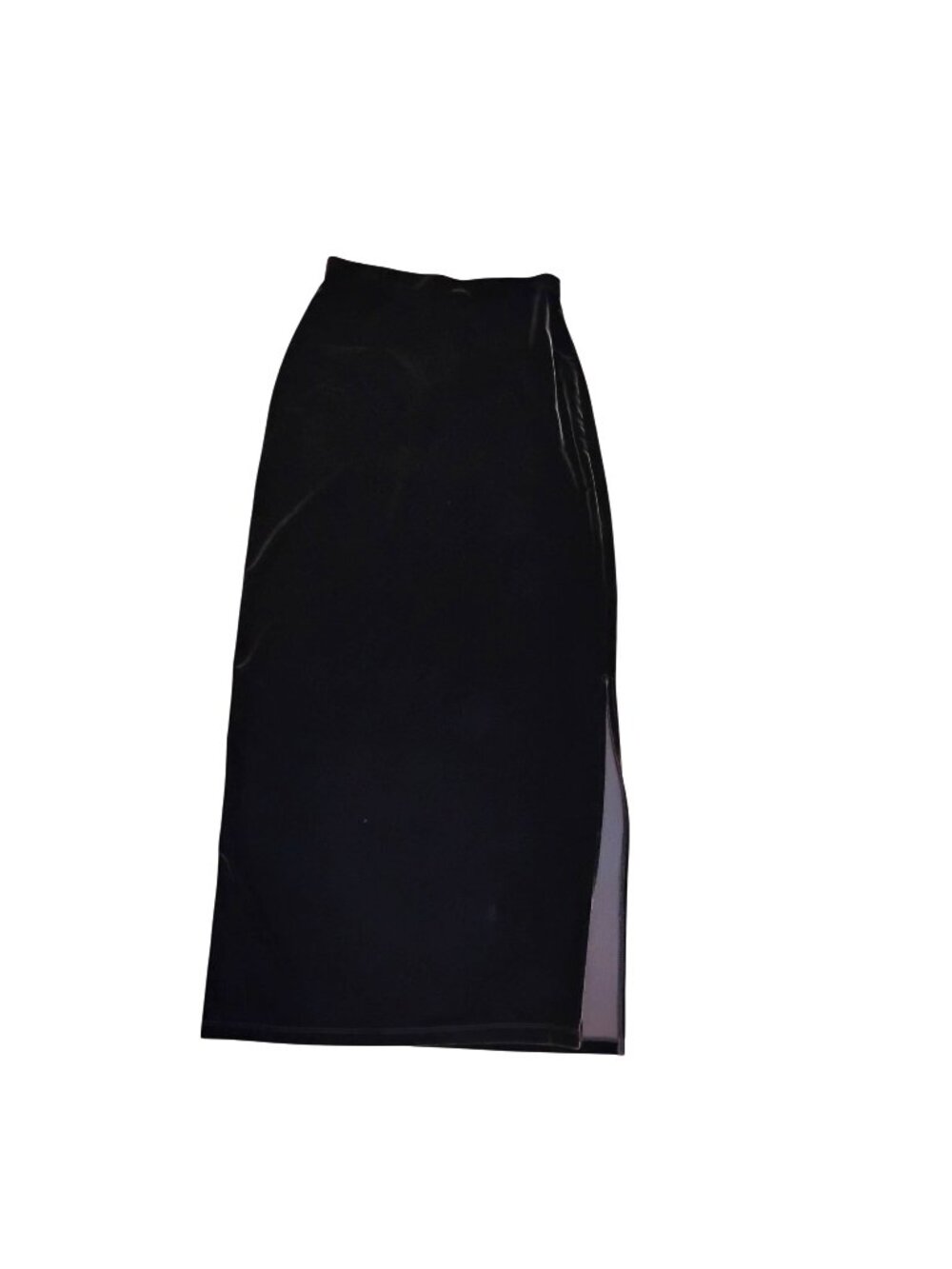 WILLI SMITH Small Brown Velvet Stretch Maxi Skirt Side Slit Pull On